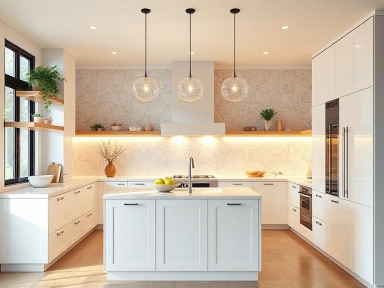 cocina luminosa con feng shui en la decoración de la casa